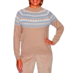 Alfred Dunner Light Mocha Petite Dover Cliffs Diamond Sweater